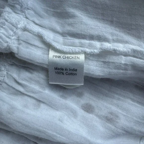 PINK CHICKEN White Eyelet Dress Girls 6 Boho Tiered Lace Summer Fringe Trim - Picture 6 of 6